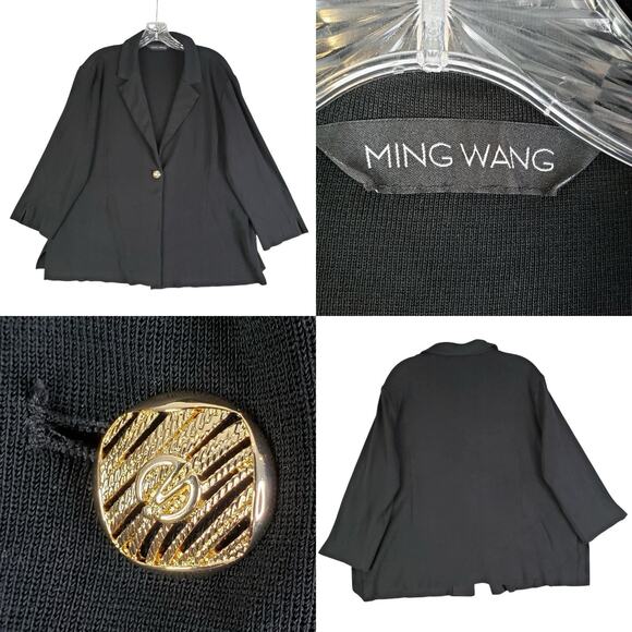 Ming Wang Jackets & Blazers - Ming Wang Women Knit Cardigan Jacket Size XL ? Black Career Capsule Stretch Knit